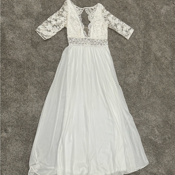soieblu white lace dress Soieblu White Maxi Dress with Blue Accents summer spaghetti strap